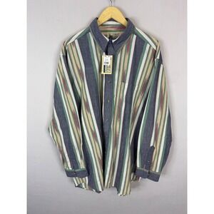 90s Vintage Great Lakes Country Mens XL NWT Striped Ikat Button Cotton Shirt